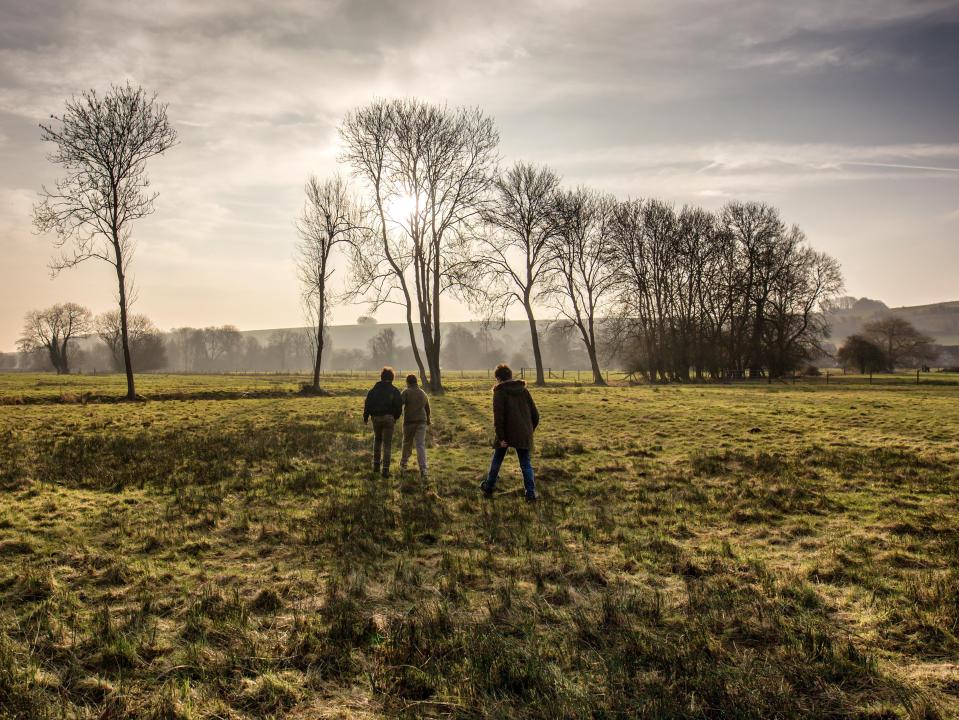  A family enjoying some sunshine during the schools half term holidays at Homington near Salisbury, Wiltshire
