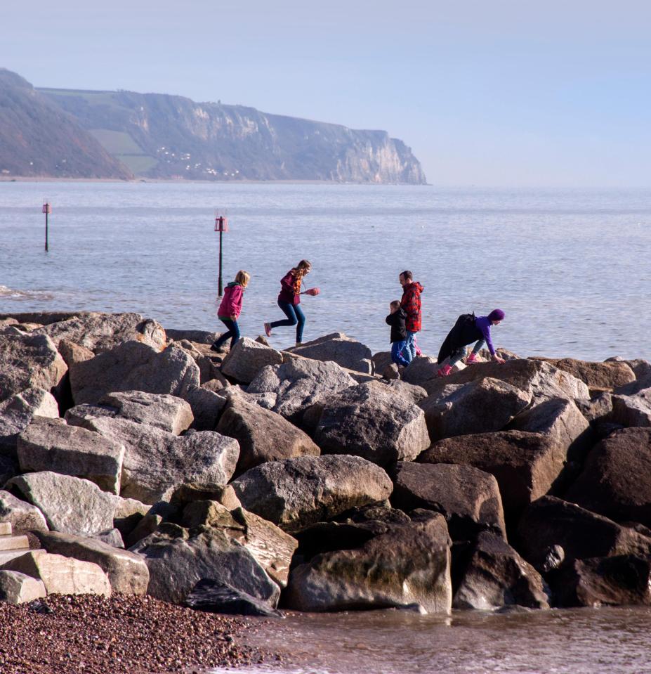Many people have been out enjoying the mild half term weather, including these explorers in Devon today