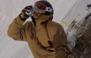 The pinnacle of the clip comes when he performs a back flip over a 25 foot jump while continuing to chug on his beverage