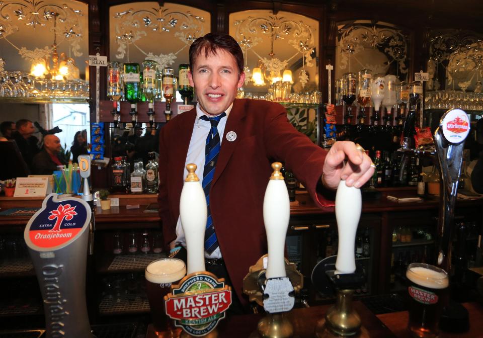 James, mocked up as a landlord below, has bought the historic The Fox And Pheasant pub to save it from demolition after property developers ­earmarked it for new housing