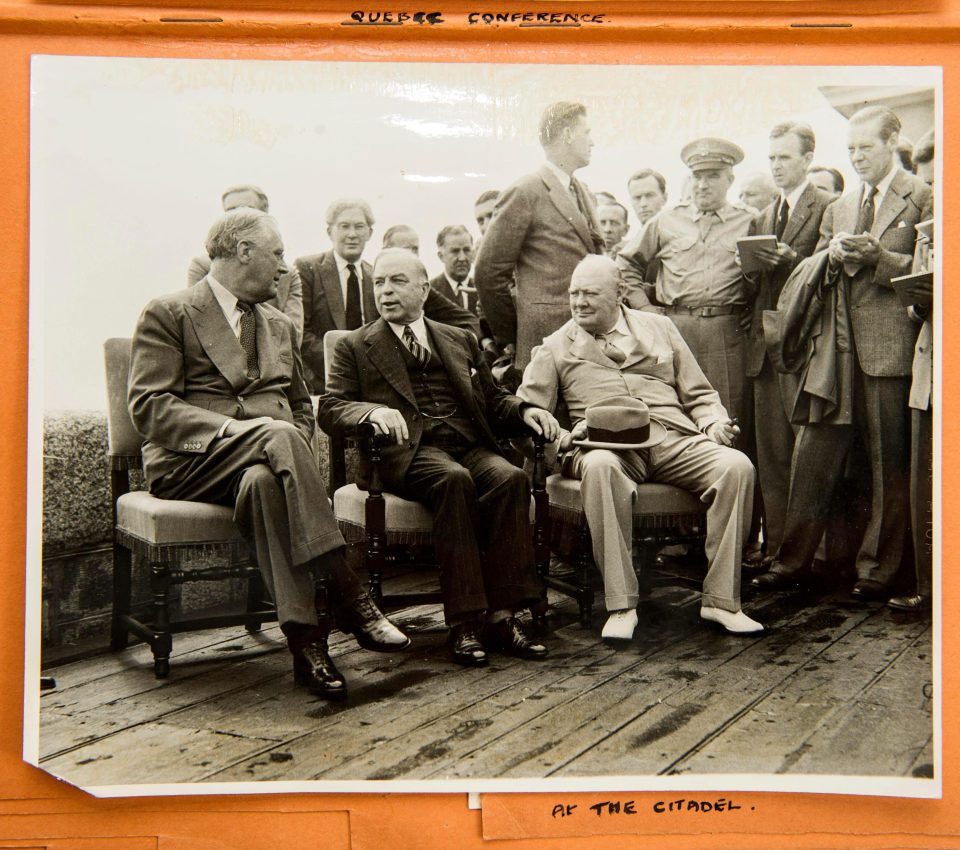  (l to r) Franklin Roosevelt, Mackenzie King and Churchill at Quebec Conference