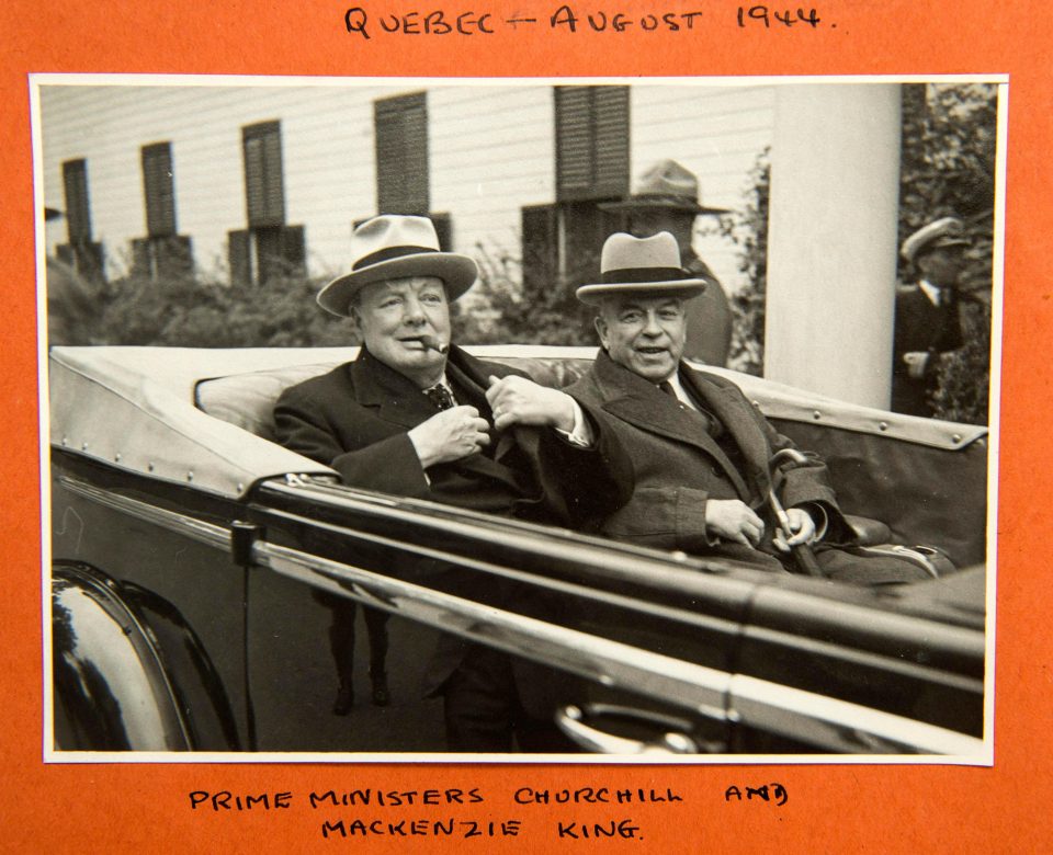  Churchill goes for a drive with the Canadian Prime Minister Mackenzie King at the Quebec Conference in September 1944