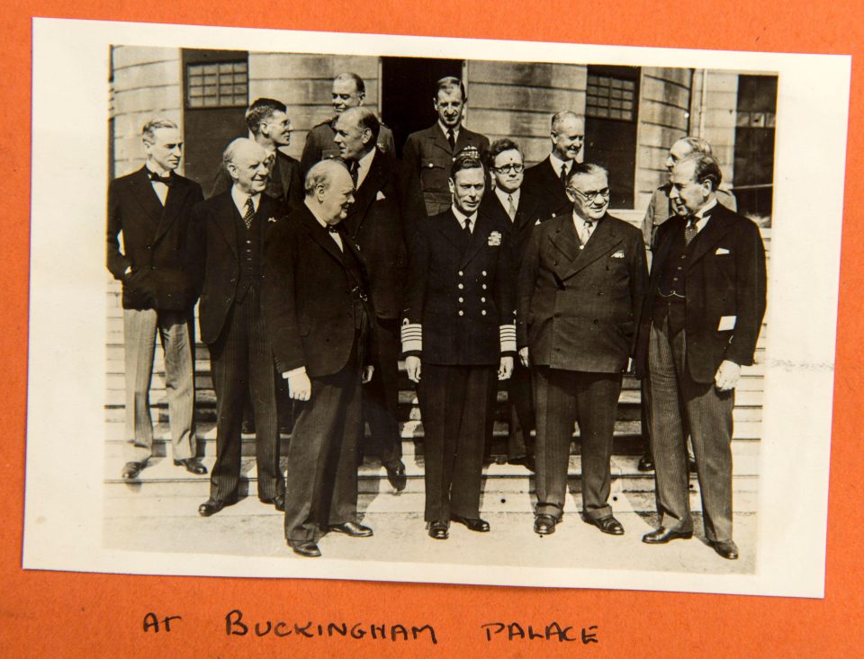  Churchill at a Buckingham Palace reception with George VI on VE Day