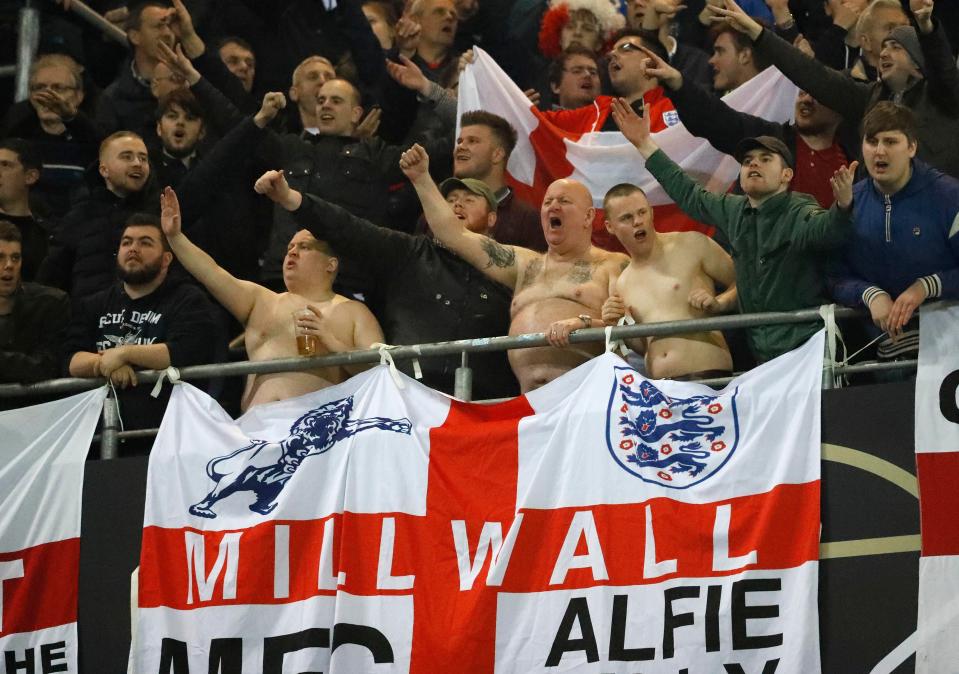 The travelling England fans booed the German national anthem
