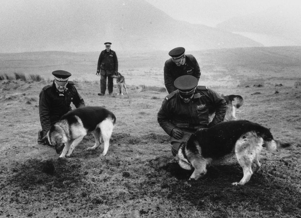 Police looking for the bodies of the children murdered by Myra Hindley and Ian Brady