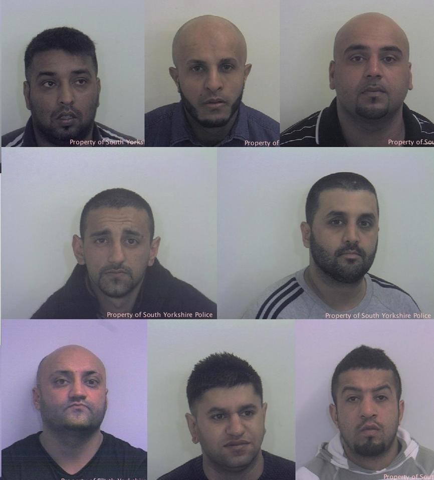  Mohammed Whied, Waleed Ali and Asif Ali, top left to right, Sageer Hussain and Ishtiaq Khaliq, middle left to right, and Basharat Hussain, Masoued Malik and Naeem Rafiq, bottom left to right, were all convicted of sexually exploiting teenage girls in Rotherham