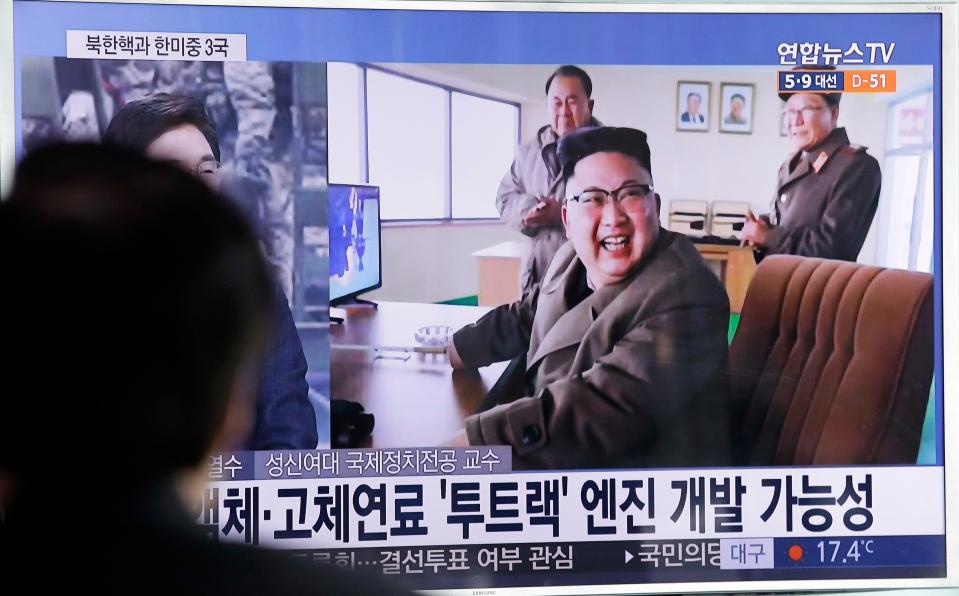  Pictures screened on South Korean television following its crackpot neighbour's latest missile test
