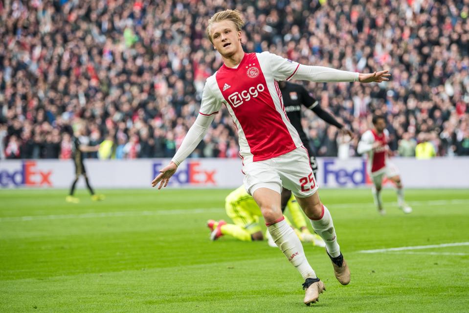  The young Danish striker celebrates his goal that doubled the scoreline to 2-0