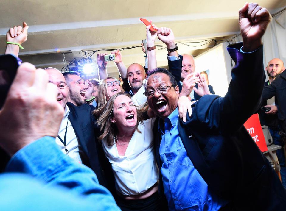  The celebrations got underway in Marseille - in the south of France - after Emmanuel Macron triumphed over Marine Le Pen