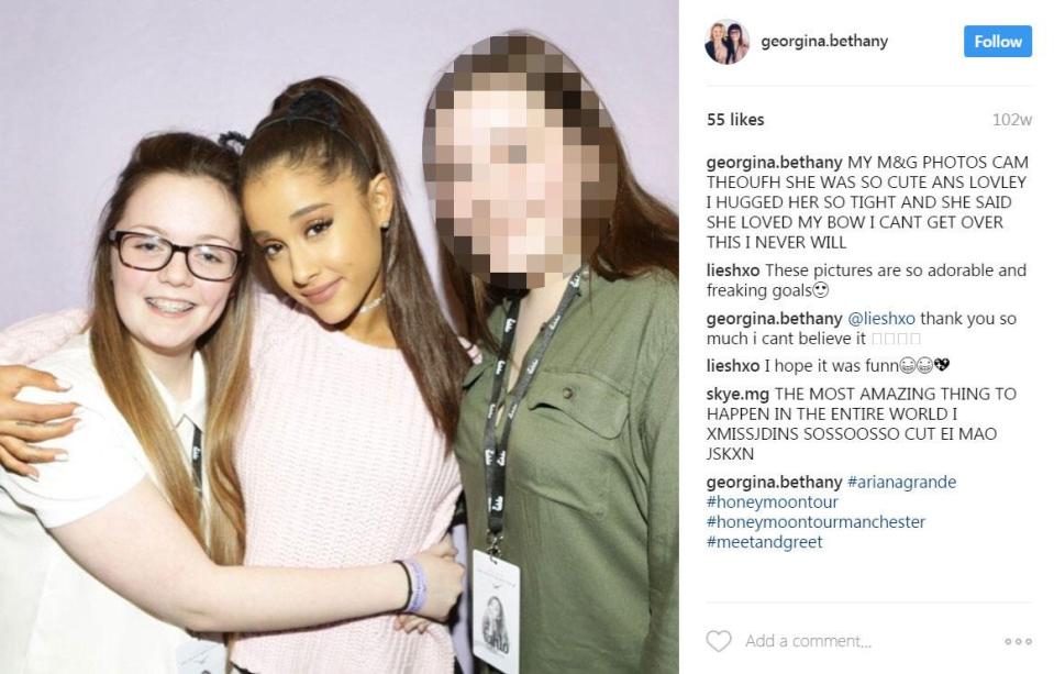 mong the dead is Georgina Callander pictured here with her pop hero Ariana