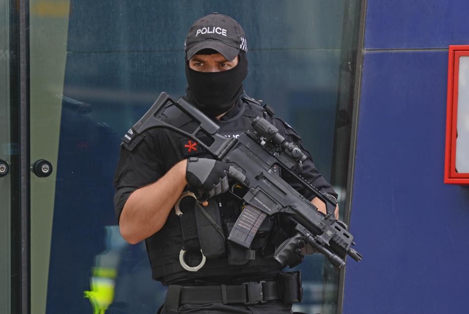 Extra armed police were deployed to streets across the UK after 22 people were killed in a terror attack in Manchester last night