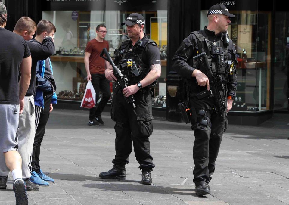  More armed cops were also in Newcastle today as Northumbria Police urged the public to remain vigilant