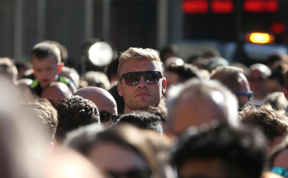 Cricket superstar Andrew Flintoff was among those remembering the dead