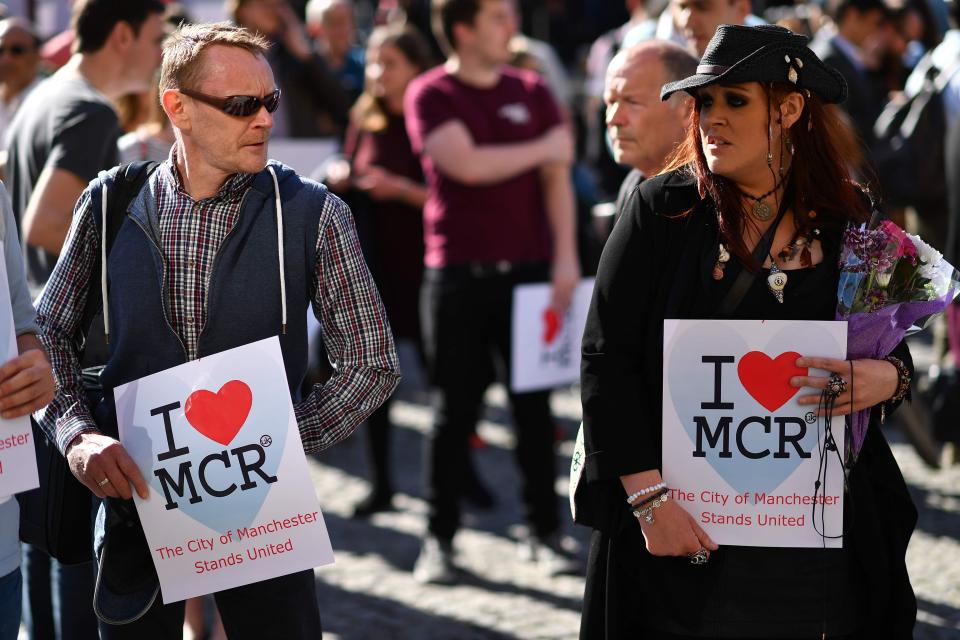 Many in the crowd displayed banners saying 'I Heart MCR'