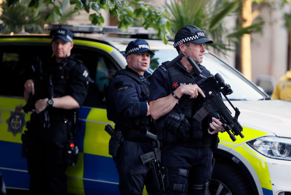 Armed police were guarding the vigil today