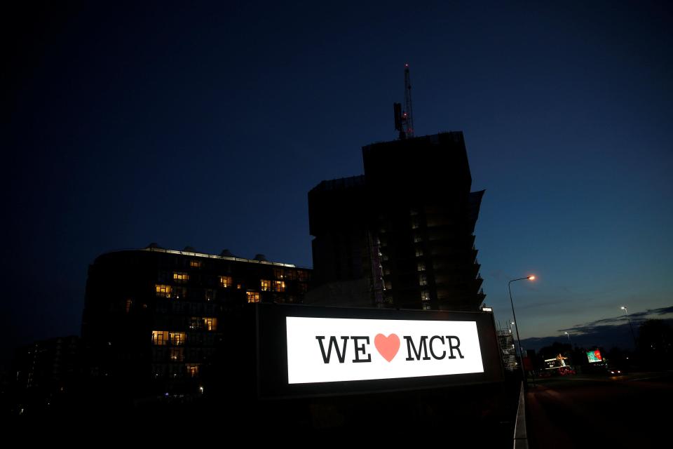 Manchester shined its defiance into the night