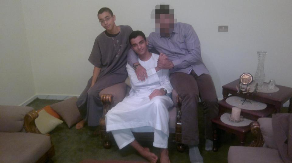 The bomber’s brothers Hashem, left, and Ismail, centre