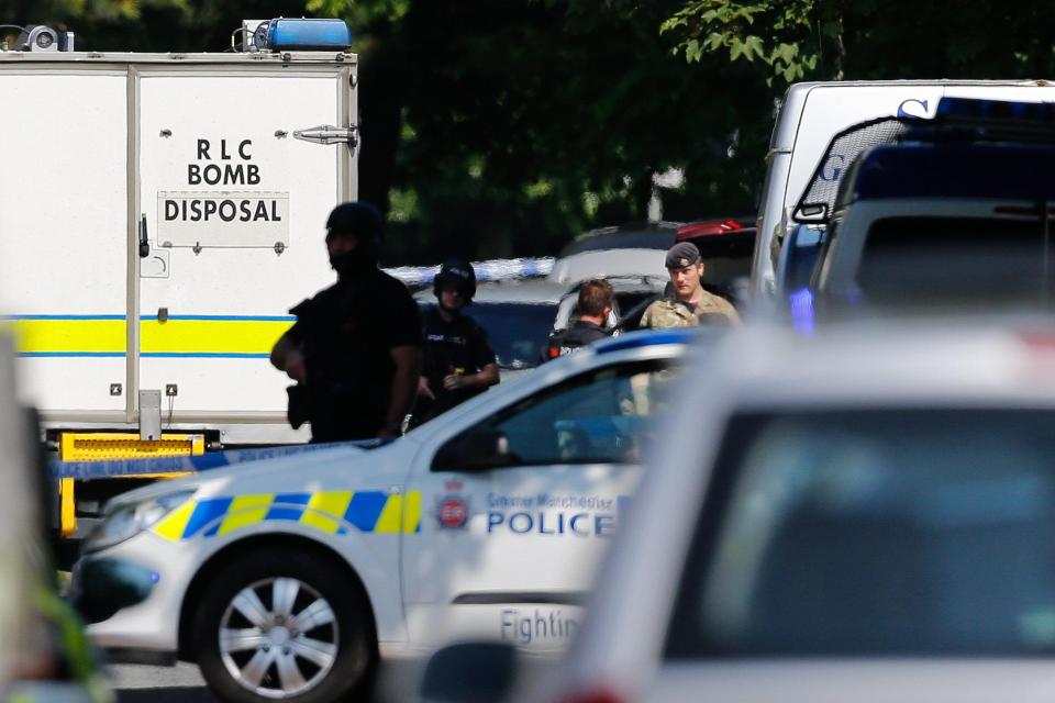  Army bomb disposal teams arrive in Hulme, South Manchester as the police continue their investigation into the Manchester Arena bomb