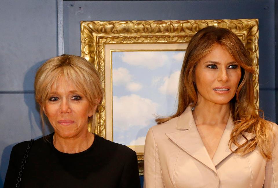 First Lady Melania Trump and France's First Lady Brigitte Trogneux visit the Magritte Museum in Brussels