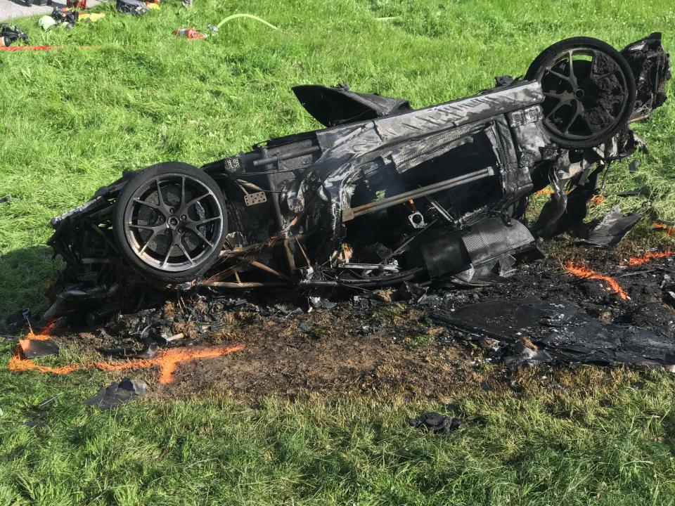 The wreckage of the car Richard Hammond was in following the disaster