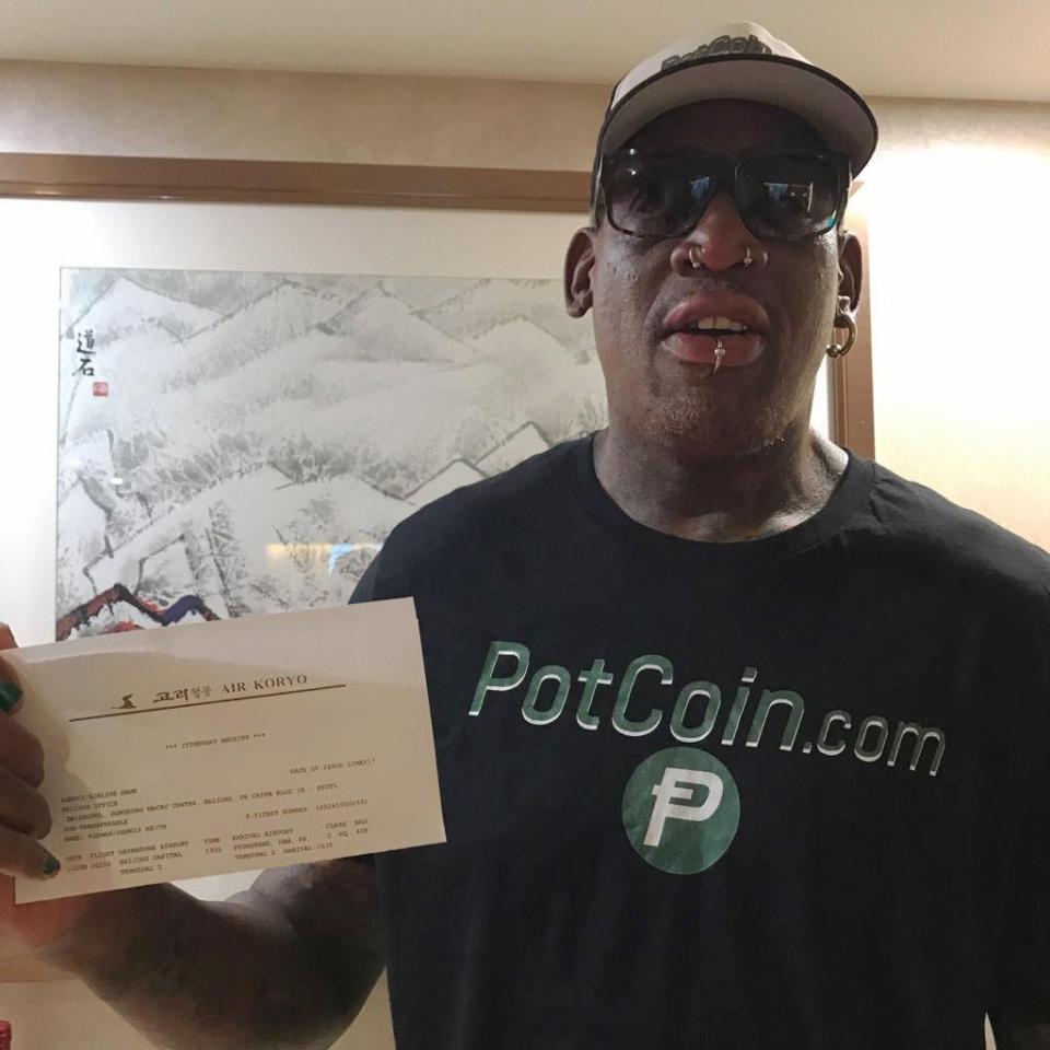  Rodman before boarding his latest flight to North Korea