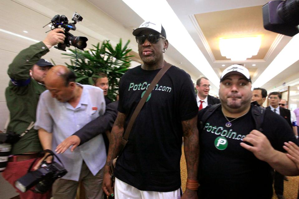  Dennis Rodman arrives at North Korea's international airport in Pyongyang