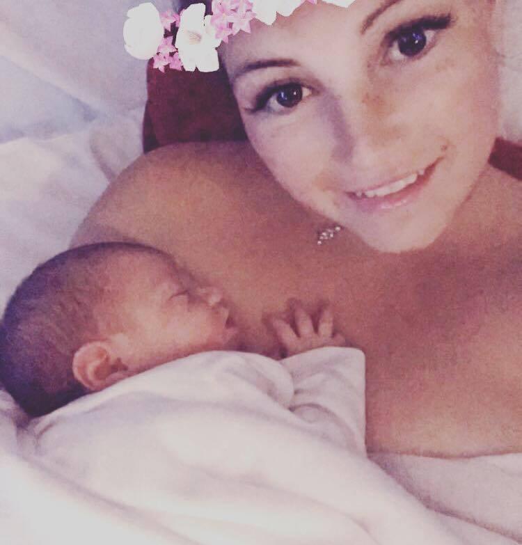  April Oliver pictured with her newborn baby daughter - whose father Corrie McKeague is still missing
