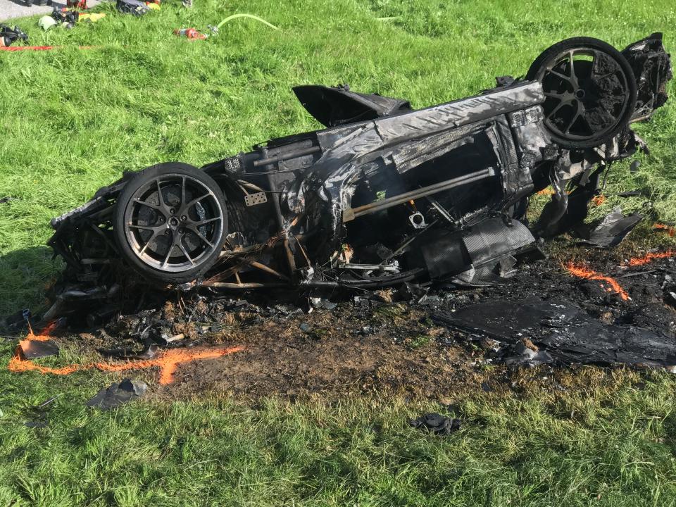 Richard's car burst into flames and all was left was a charred wreck