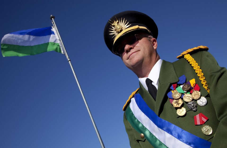 President Kevin Baugh proudly surveys the Republic of Molossia