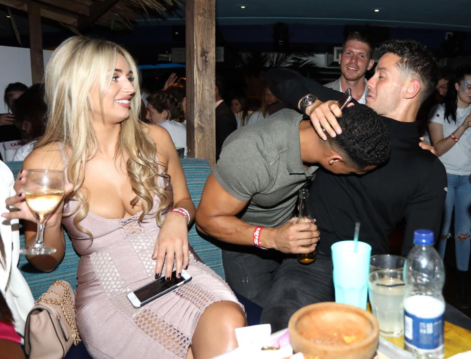  The boys larked about as Rachel looked on