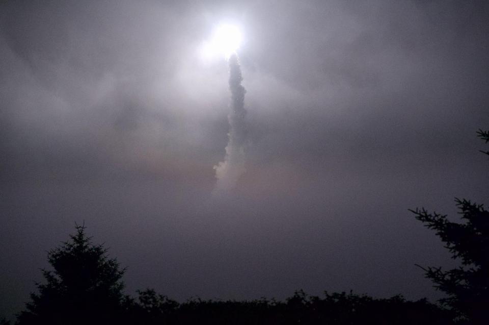 An interceptor roars into the sky as part of the tests of the American defences against a ballistic missile attack