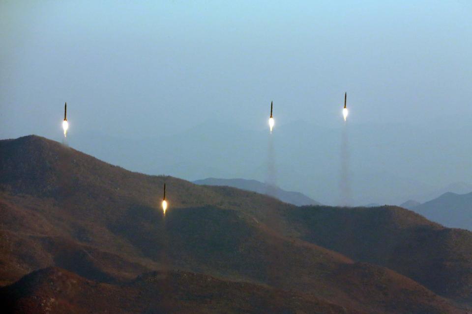 A missile was launched from North Korea and landed in the Sea of Japan, file image