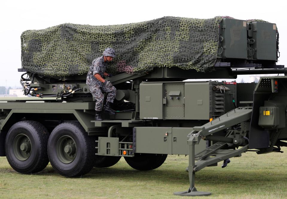 Troops could be seen taking part in a drill at U.S. Air Force Yokota Air Base in Fussa on the outskirts of Tokyo