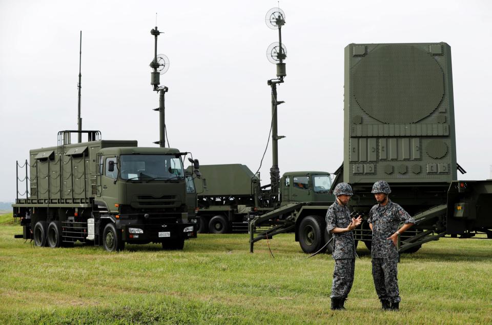 Japan Self-Defense Forces (JSDF) soldiers take part in a drill to mobilise their Patriot Advanced Capability-3 (PAC-3) missile unit 