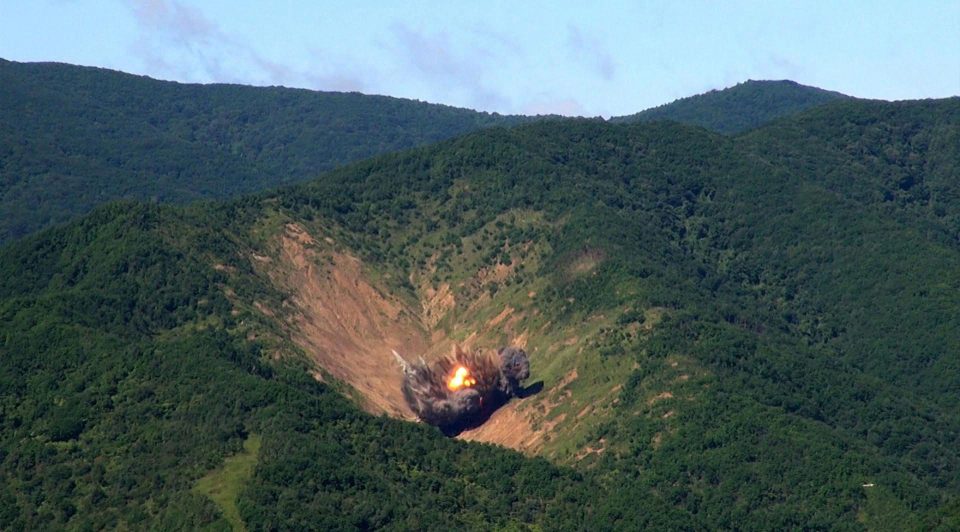 The South dropped bombs on the North in response to the missile launch over Japan