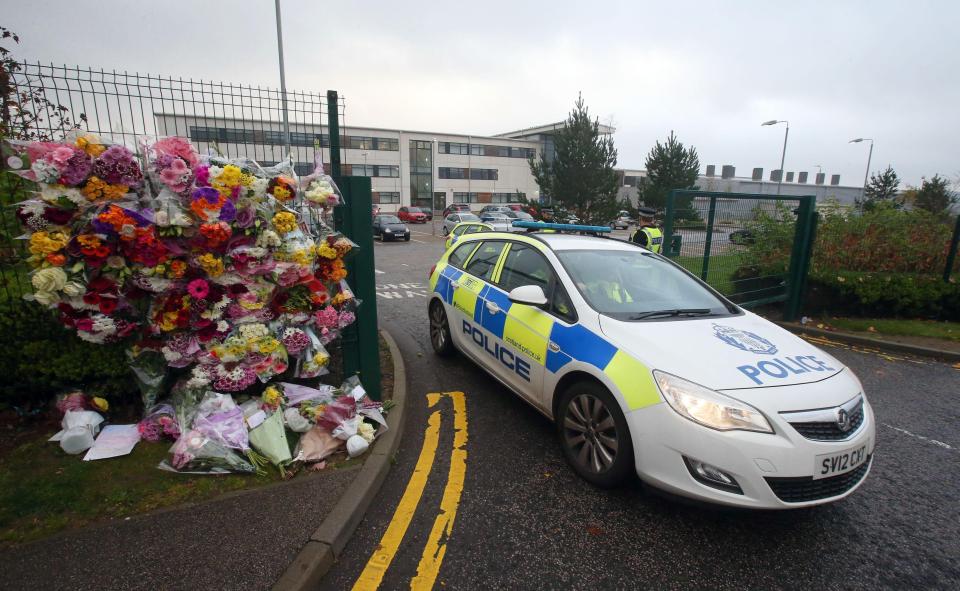  Dozens of fellow pupils, parents and teachers left floral tributes after the shocking death