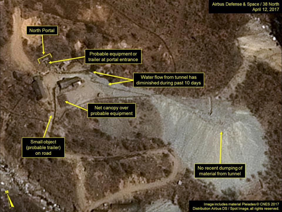  A satellite image taken on April 12, 2017 of a North Korean Punggye-ri Nuclear Test Site