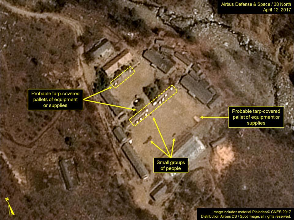  North Korea’s Punggye-ri Nuclear Test Site is seen in commercial satellite imagery taken April 12, 2017