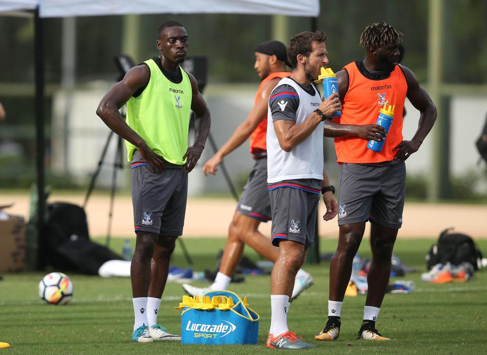 Former Margate striker Ladapo, left, at Palace training