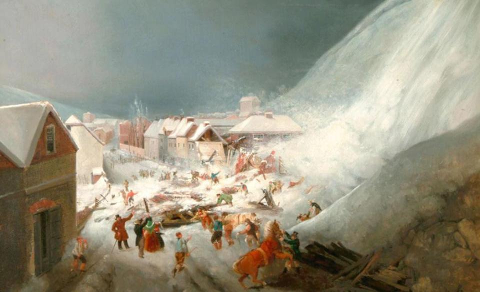  An oil painting of the avalanche that killed eight in Lewes