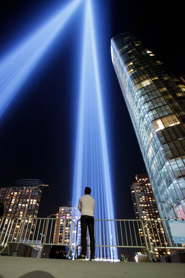  A 'Tribute in Light' illuminates the New York night sky at the site of the 9/11 atrocity