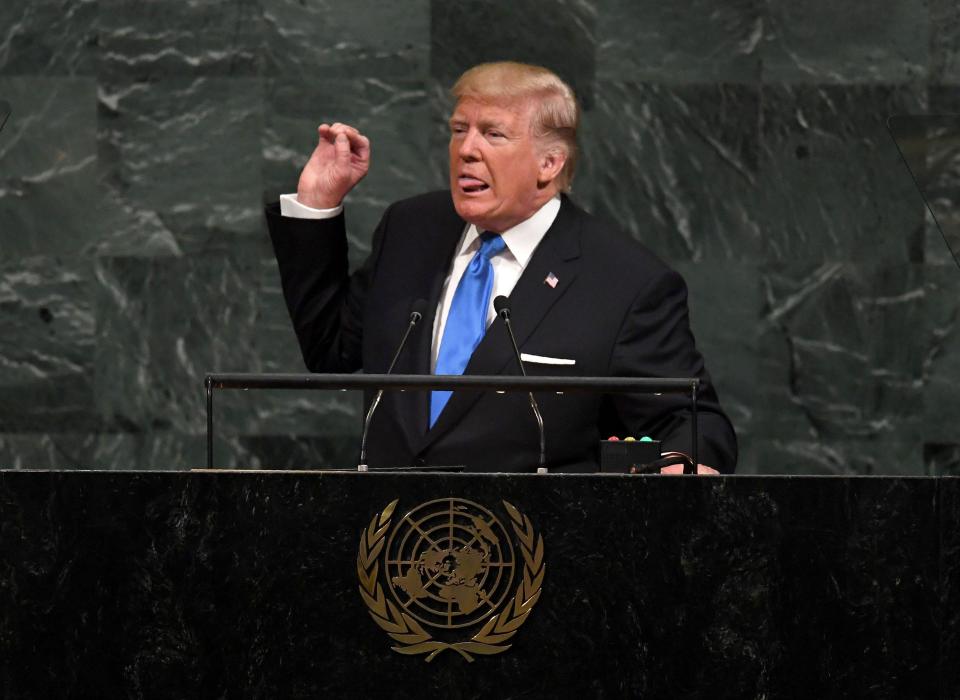  Trump threatened to 'totally destroy' North Korea in his speech in New York