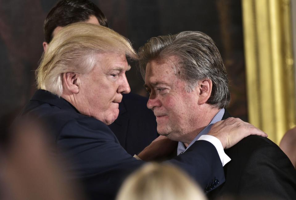 Former US President Donald Trump with his ex-top aide Steve Bannon