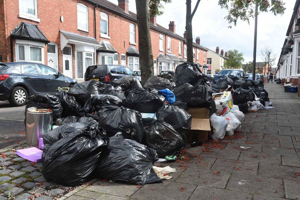  Piles of rubbish left uncollected during the strike in the summer
