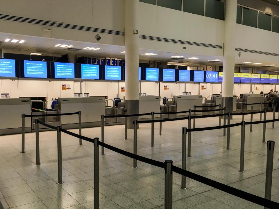 Check-in desks at Gatwick Airport were left deserted
