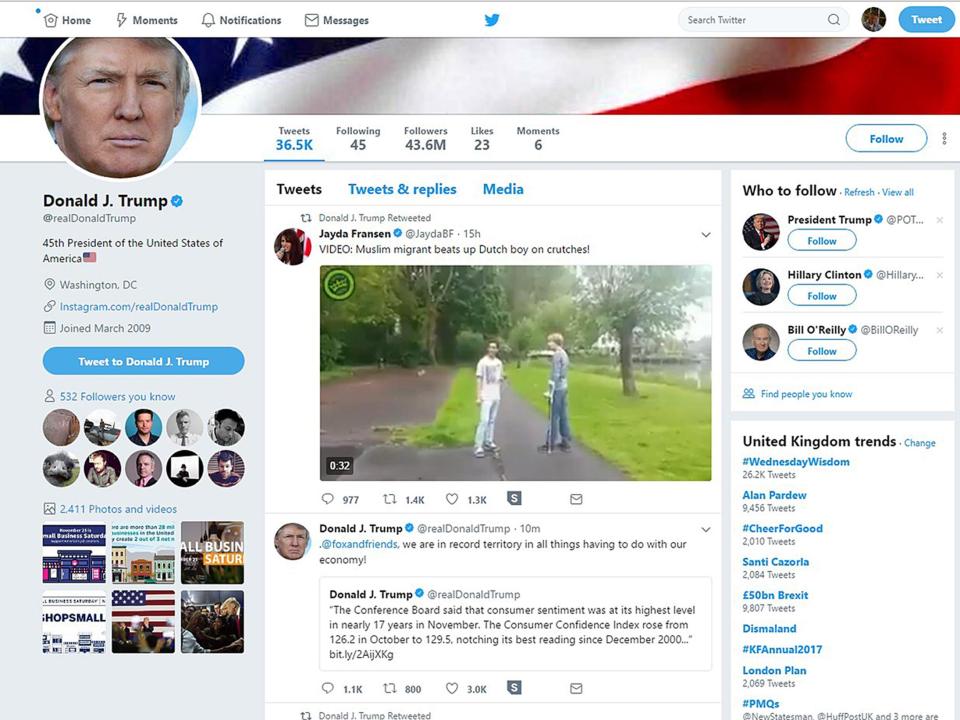  Anti-Islam videos were re-tweeted by Donald Trump early this morning and have been widely condemned