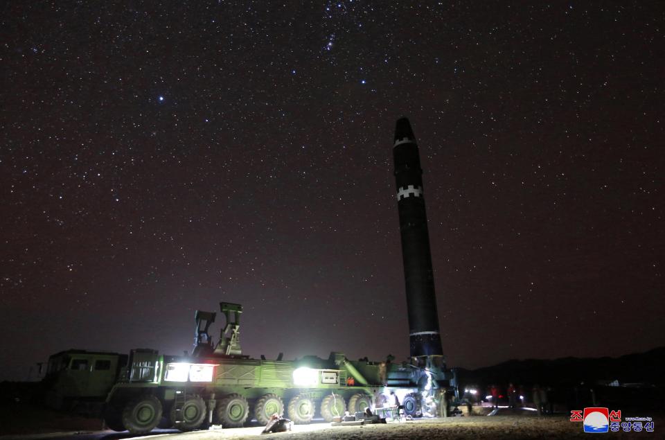Pictures released on North Korean TV claim to show Kim's new Hwasong-15 missile 