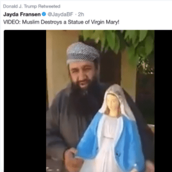  One of the tweets the US President retweeted from Jayda Fransen's account