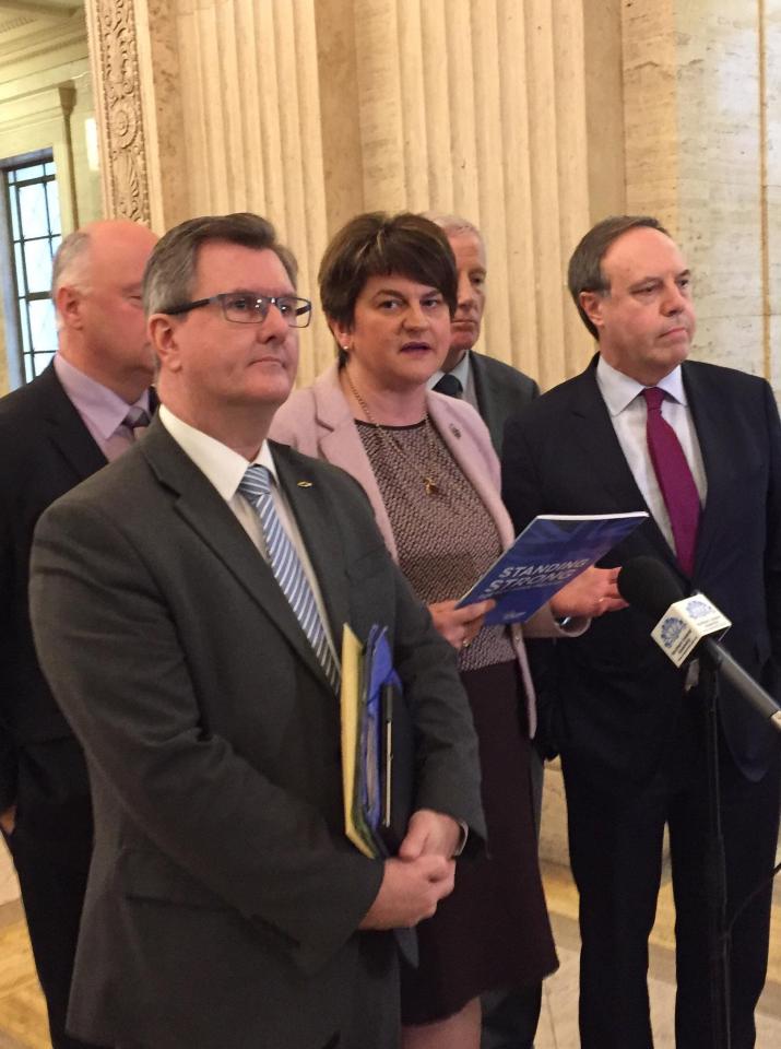  DUP leader Arlene Foster vowed to block any deal which undermined the unity of the UK