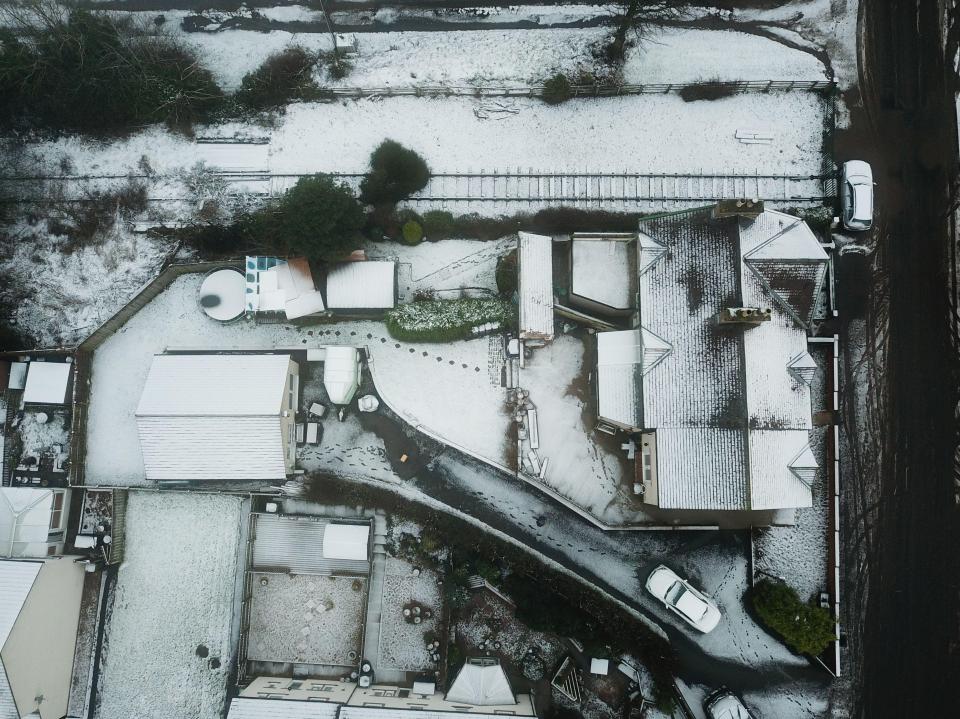 Snow covered rooftops in Appleby, Cumbria